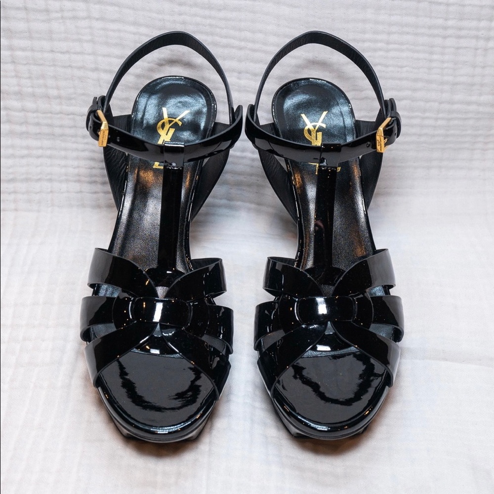 Saint Laurent Patent Tribute 75 Platform Sandals